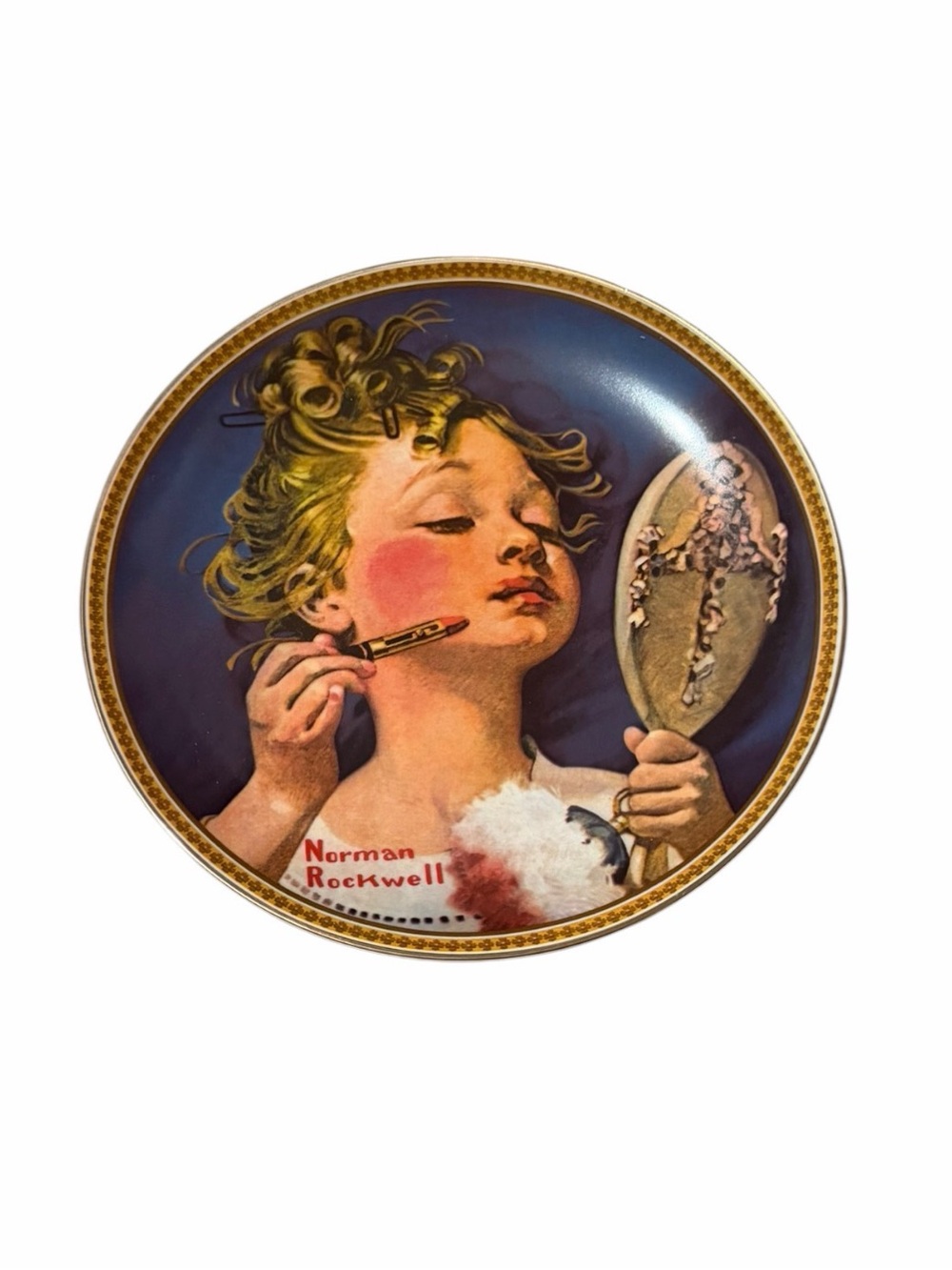 Vintage Collector Plate "Making Believe at the Mirror" Norman Rockwell Box/COA